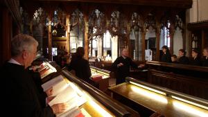 Choir rehearsal before a service